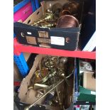 2 boxes of brass and copper ware