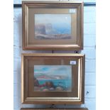 Pair of 20th century school watercolours, coastal scenes, both signed 'A Fisher', 25cm x 17cm,