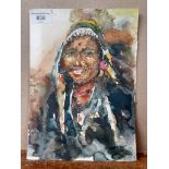 20th century school, watercolour, portrait of a Nepalese lady, signed 'YCP Hurtel '93 Nepal', 19.5cm