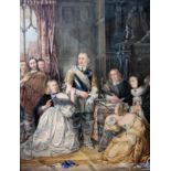 Camilla Whittby, Oliver Cromwell establishing the Commonwealth, watercolour, 38cm x 50cm, signed and