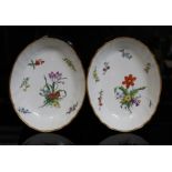 A pair of Copenhagen dishes, circa late 18th/early 19th century, oval form with basket moulding,