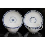 A matched pair of Worcester porcelain tea cups/bowl and saucers, circa 1760, each decorated in