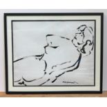 James Lawrence Isherwood (1917-1989), nude, indian ink, 49cm x 39cm, signed and dated '72 lower