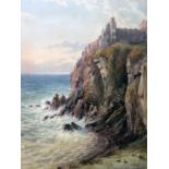 Ebenezer Albert Warmington (1830-1903), "Tantallon Castle North Berwick", watercolour, 43cm x