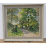 Olive Bagshaw (1931-2017), impressionist landscape, oil on canvas, 48cm x 42cm, signed lower