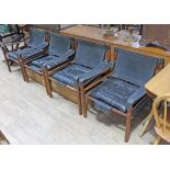 A set of four 1960s 'Sirocco' rosewood and leather safari chairs by Arne Norell for Scanform, height