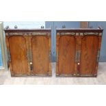 A pair of mid 19th century gilt brass mounted mahogany wall cabinets, height 87cm, width 74cm and