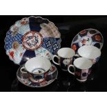 A group of Worcester Japan pattern porcelain, circa 1770, comprising a coffee cup and saucer with