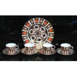 Four Royal Crown Derby cups and saucers and plate. Condition - good, no damage/repair.