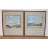 Robert Leslie Howey (1900-1981), "Runswick Bay - Yorks" & "A Yorkshire Moor", pair, pastels, 18cm