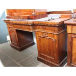 A William IV mahogany pedestal sideboard, length 195cm, depth 71cm and height 105cm. There are