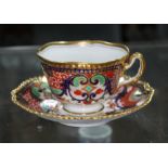 A Worcester Flight, Barr & Barr porcelain tea cup and saucer, circa 1820, decorated in imari