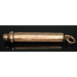 A Victorian 9ct gold propelling pencil, Birmingham 1887, length 60mm, gross wt. 13.76g, as found.