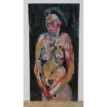 James Lawrence Isherwood (1917-1989), untitled nude, oil on board, 30cm x 60cm, unsigned,