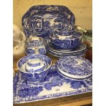 Thirteen pieces of Copeland Spodes Italian including a platter, a tray, teapot etc.