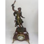 A French art nouveau mantle clock signed with key & pendulum, height 60cm.