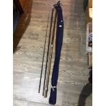 A Bruce & Walker Flyer 13 3 piece fishing rod in canvas bag