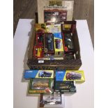 A box of boxed cars including Corgi Classics, Gilbow first editions, Matchbox Models of