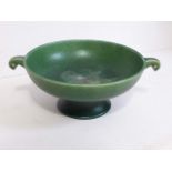 A Pilkington's Royal Lancstrian mottled green Grecian style pedestal bowl number 3174/1, length
