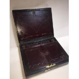 A leather bound victorian travel writing box