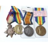 Four assorted WWI medals comprising 1914-15 star G-11054 PTE. J.T. PORTMAN. MEDDX. R. Victory
