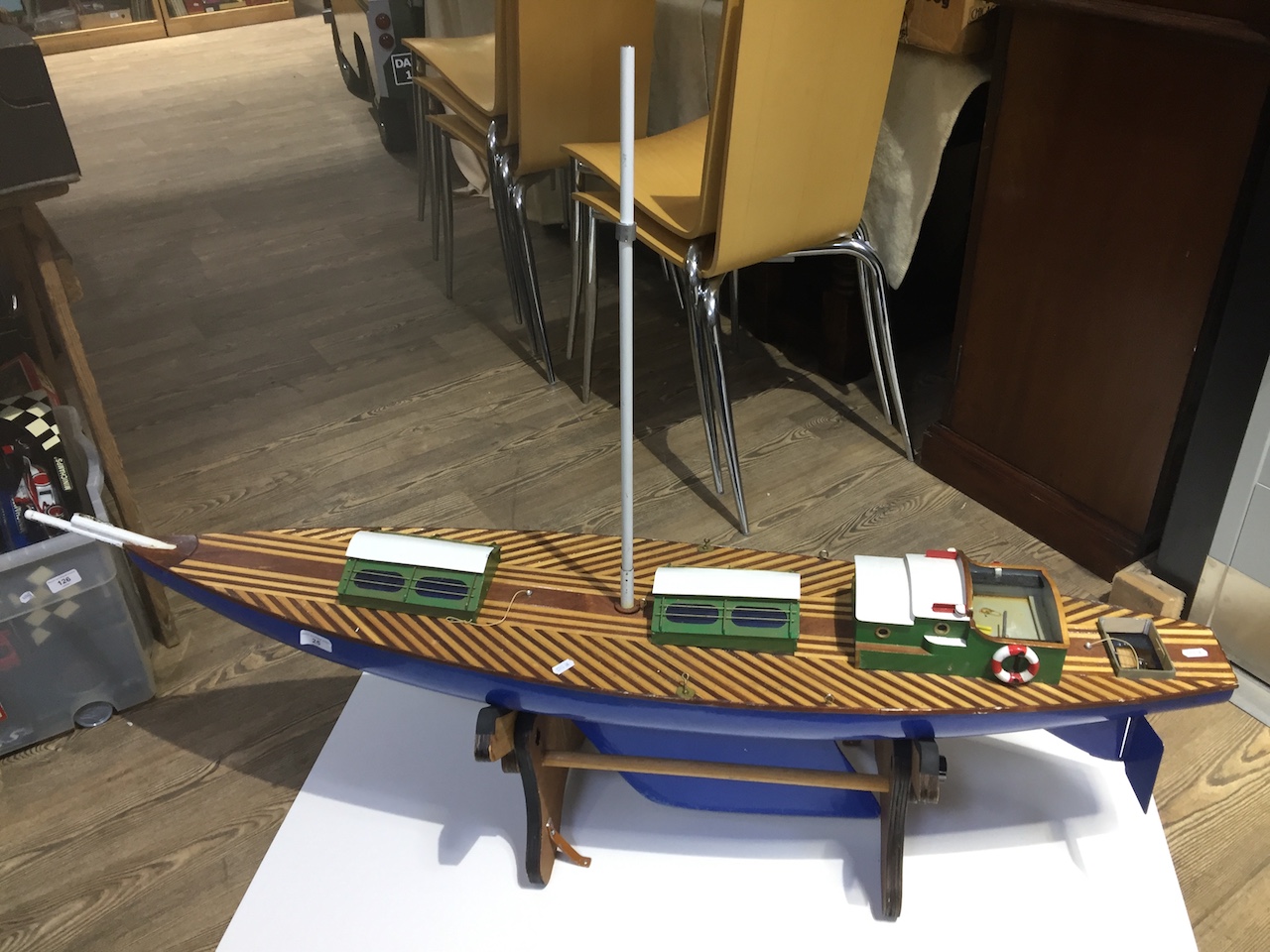 Model Yacht on stand, length approx 140 cm