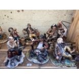 A collection of 6 Capo Di-Monte statues