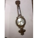 A 19th century rosewood and mother of pearl inlaid cased barometer/thermometer the dial signed