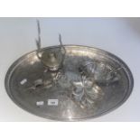 Various silver plate inc gallery tray, WMF, candle wick trimmers, brandy warmer