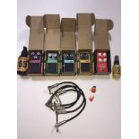 A box containing five Valeton mini guitar effect pedals - Coral Series Comprince Vintage compressor;