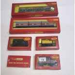 Hornby 00 gauge rolling stock comprising Transporter R.342, Engineering Dept. Wagon R.347, R.633,