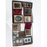 A quantity of early photographs and micro-mosaic frames and other miniature frames.