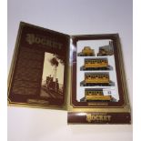 A Hornby Stephenson's Rocket set (metal wheels), loco, tender and 3 carraiges, boxed.