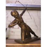 An Art Deco bronzed plaster figure of an archer lady