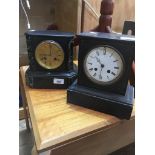 Two slate and marble mantle clocks