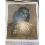 After Vladimir Tretchikoff (1913-2006), "The Chinese Girl", retro colour print, white frame, 50cm