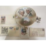 George Washington memorabelia inc antique German plate, crested ware, first day covers.