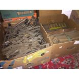 Two large boxes of Hornby 0 gauge 2/3 rail track and points