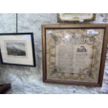 A 1910 Pretoria Pit disaster, Atherton, Lancashire framed memorial napkin and an antique Preston