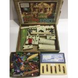 A Tri-ang fort, a boxed set of six Ducal military figures and a box of various vintage plastic toy