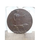 WWI bronze death plaque penny HERNY BARTON
