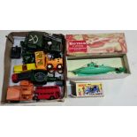 Tin plate and clockwork toys including boxed Nautilus clockwork submarine