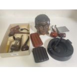 Vintage novelty pottery tobacco jar, pipes, cigar cases, etc.