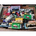 A box of Landrover model vehicles including Vanguards, Oxford, Solido, Dinky and others