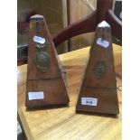 Two vintage Metronome de Maelzel, one marked London & one Framce, one London, one France.