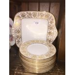 Wedgwood 'Gold Damask' - 2 serving plates, 12 side plates.