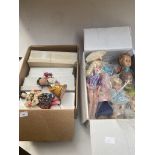 2 boxes of misc dolls - various ages ( 60's - 80's, etc ).