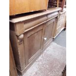 Victorian pine chiffonier sideboard, width 122cm, depth 47cm and height 92.5cm