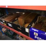 Four boxes of wooden boxes and treen