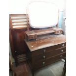 An Edwardian inlaid mahogany dressing table, width 114cm, depth 53cm and height 168.5cm